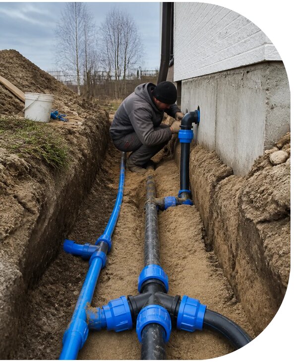 Монтаж наружного водопровода на участке под ключ в Брянске